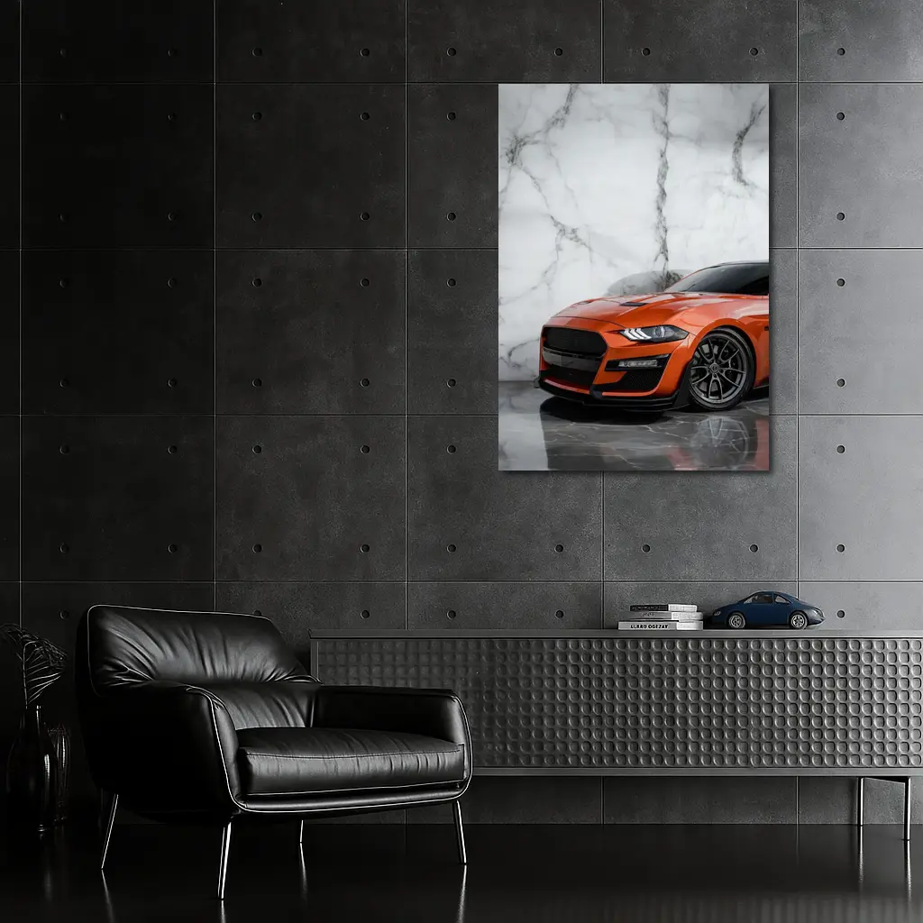 Ford Mustang Orange Marble Background Wall Art – Wall Art