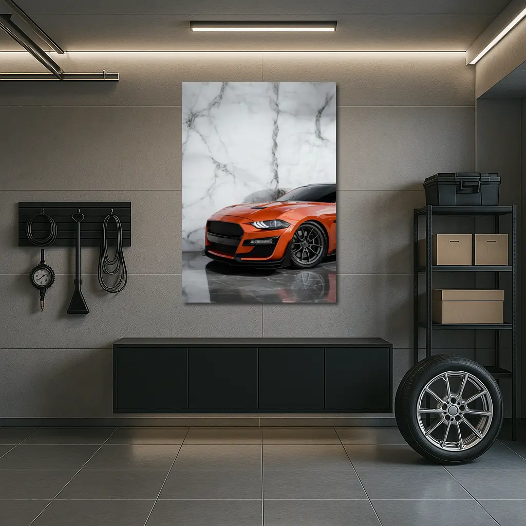 Ford Mustang Orange Marble Background Wall Art – Wall Art
