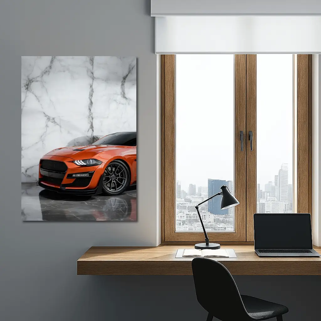 Ford Mustang Orange Marble Background Wall Art – Wall Art