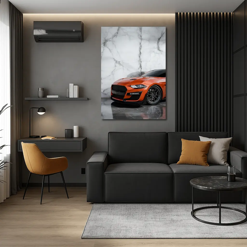 Ford Mustang Orange Marble Background Wall Art – Wall Art