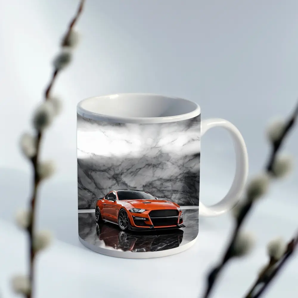 Ford Mustang Orange Marble Studio Background – Mugs