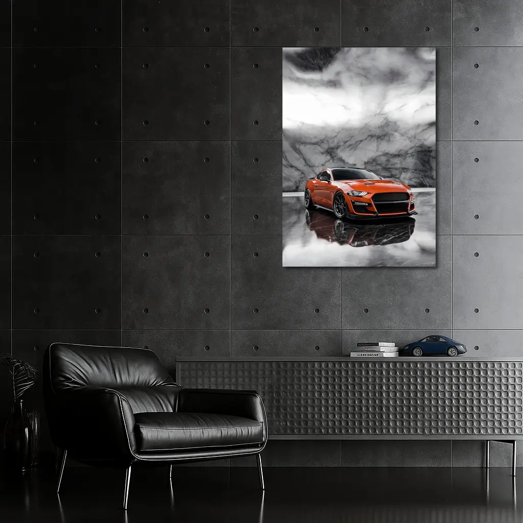 Ford Mustang Orange Marble Studio Background – Wall Art