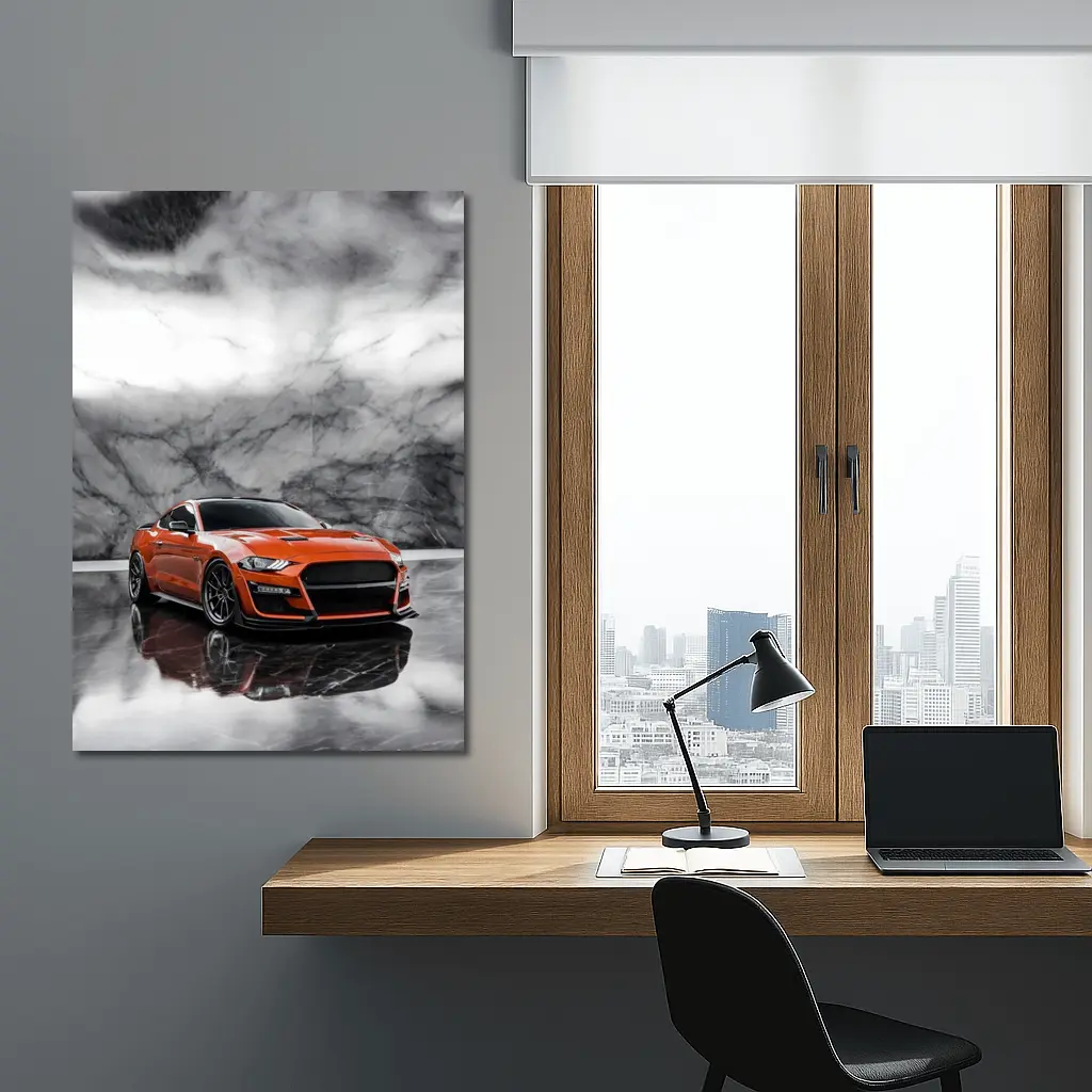Ford Mustang Orange Marble Studio Background – Wall Art