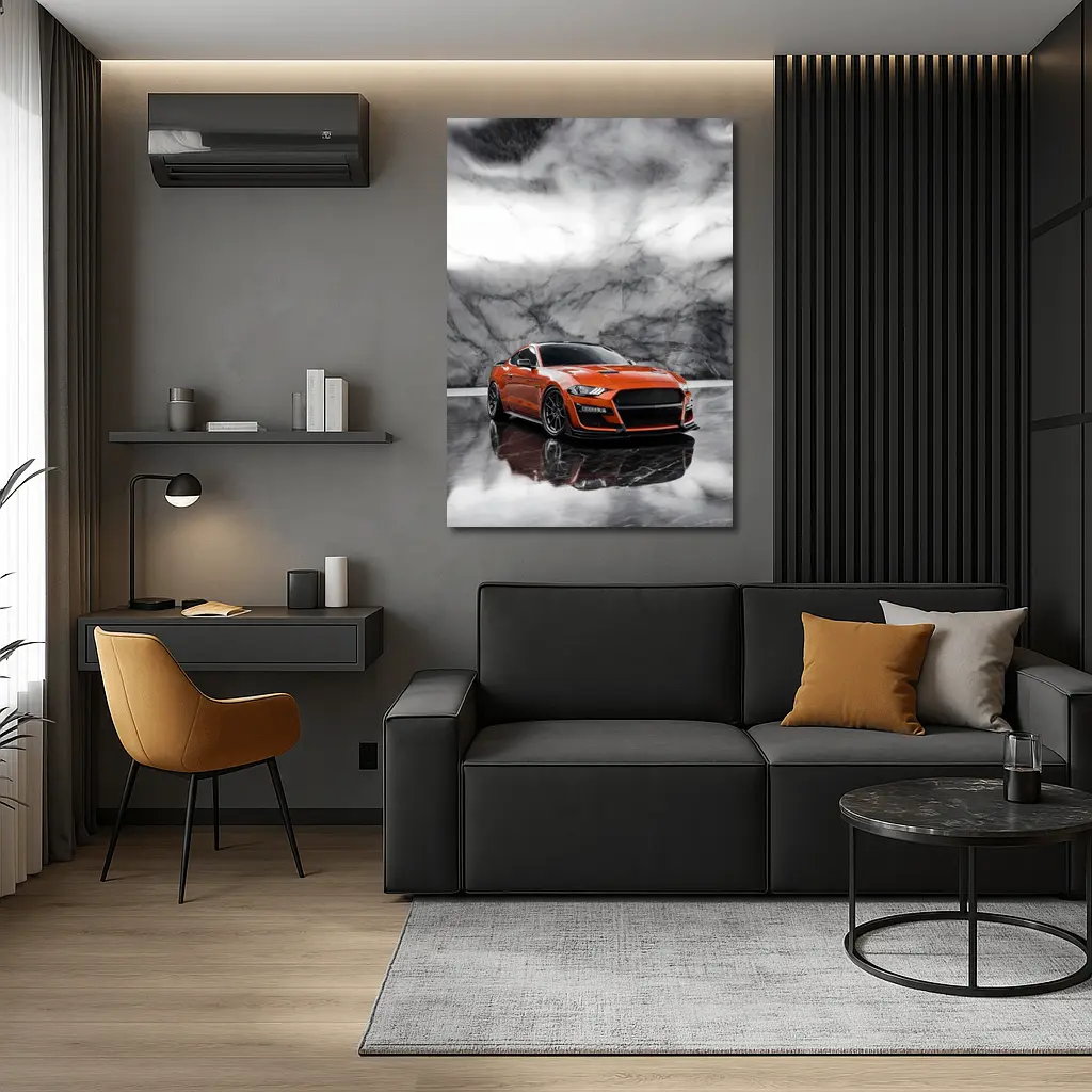 Ford Mustang Orange Marble Studio Background – Wall Art