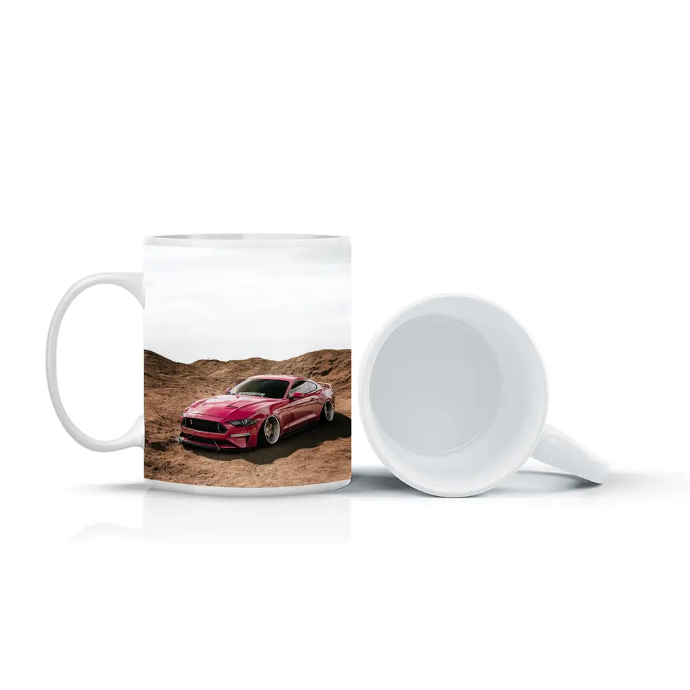 Ford Mustang Pink Desert Sandy Landscape – Mugs