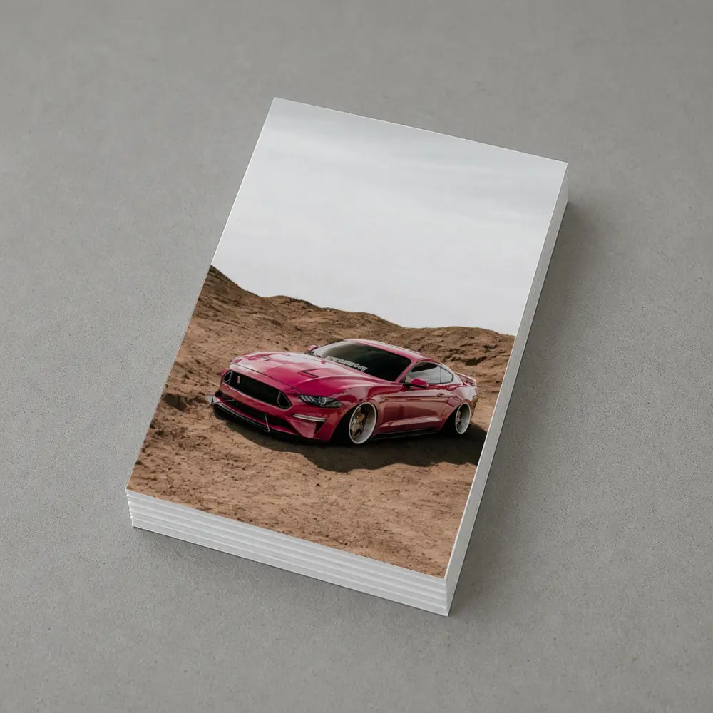 Ford Mustang Pink Desert Sandy Landscape – Postcards
