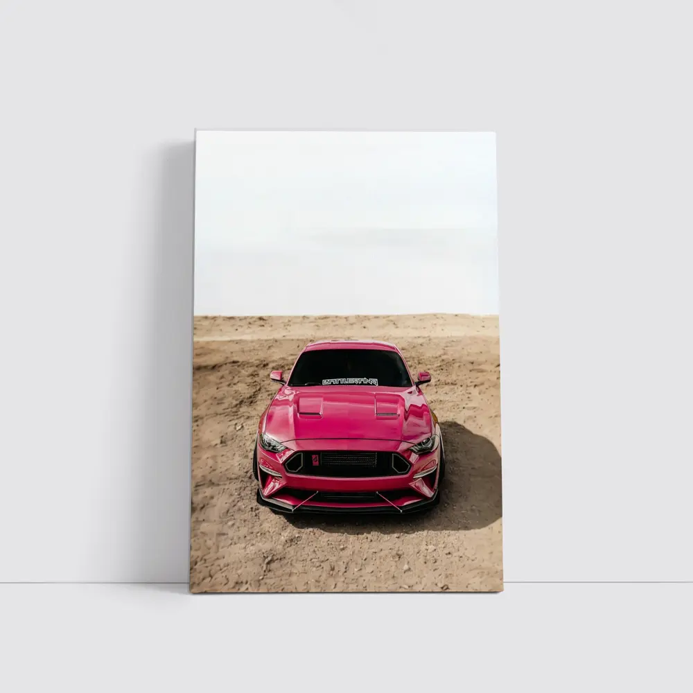 Pink Ford Mustang Desert Sandy Ground – Wall Art