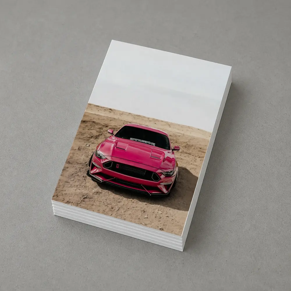 Pink Ford Mustang Desert Sandy Ground – Postcards