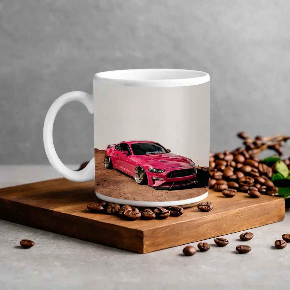 Pink Ford Mustang Slammed Wide Body Desert – Mugs