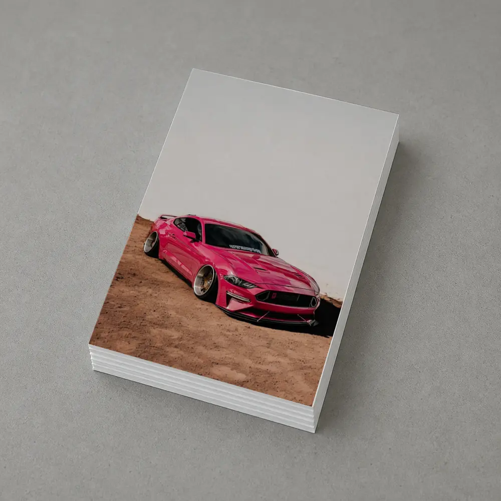 Pink Ford Mustang Slammed Wide Body Desert – Postcards