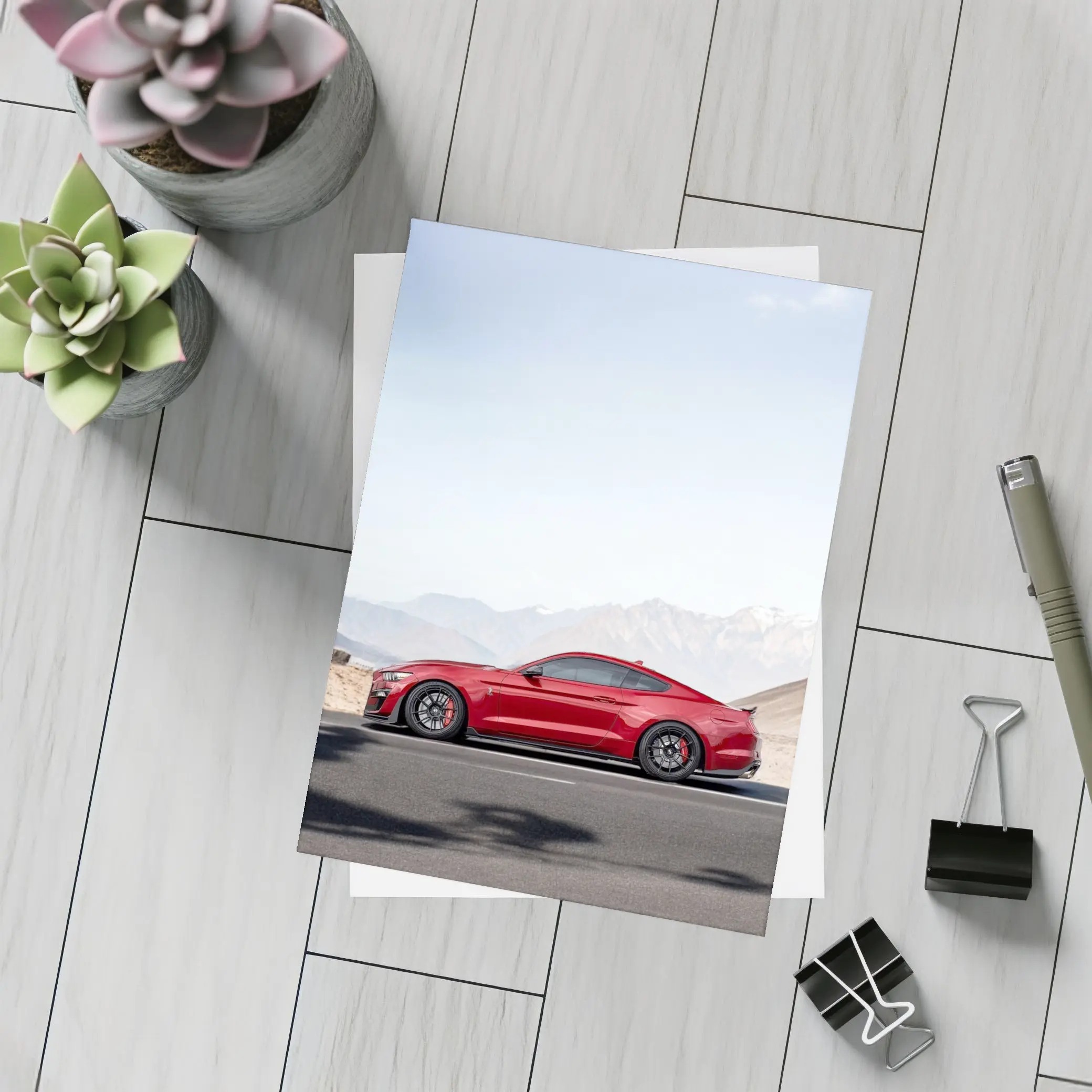 Ford Mustang Red Mountain Road Side Profile – Postcards