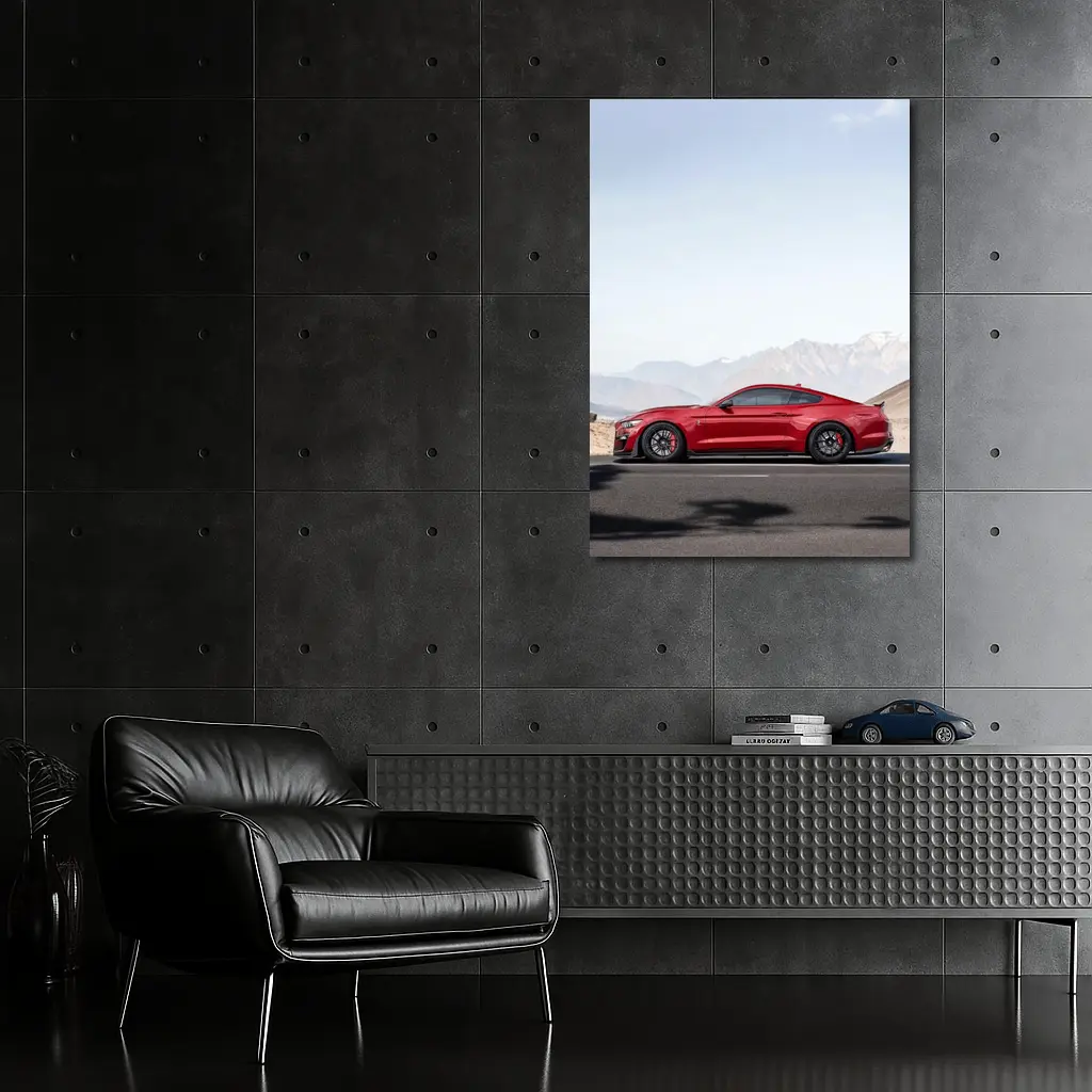 Ford Mustang Red Mountain Road Side Profile – Wall Art