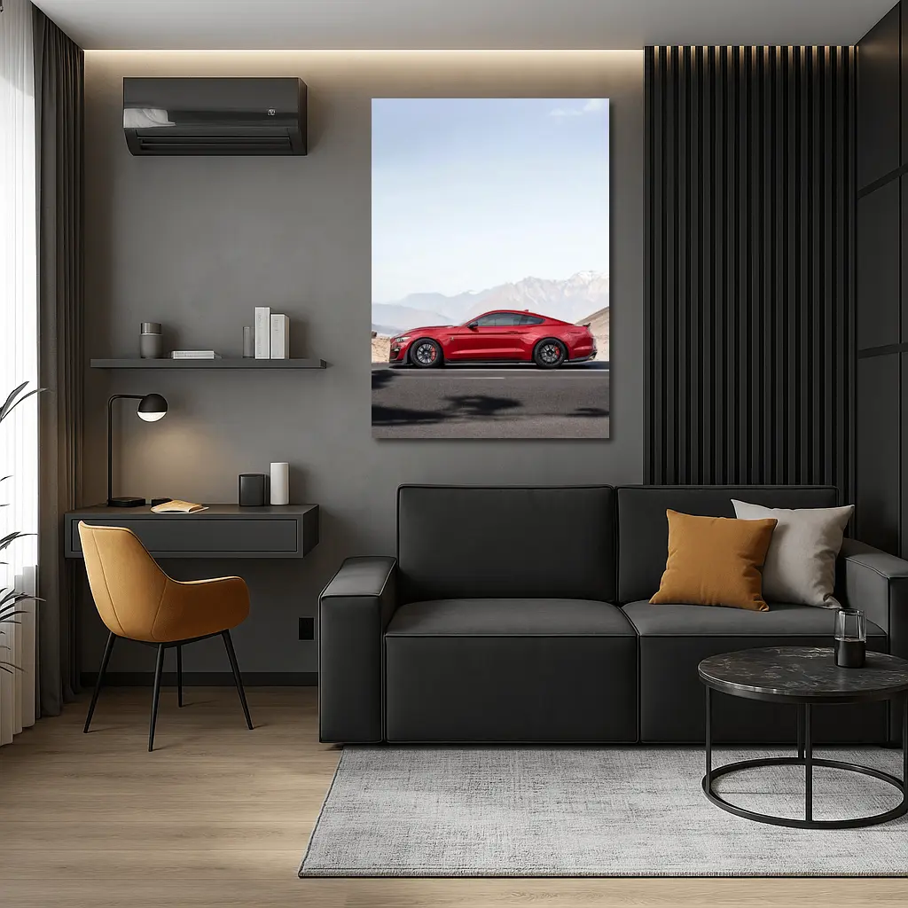 Ford Mustang Red Mountain Road Side Profile – Wall Art