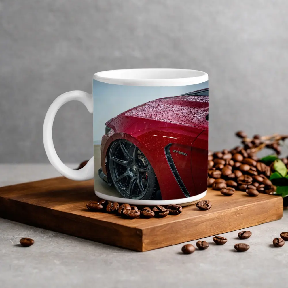 Red Ford Mustang Wet Rain Detail Shot – Mugs