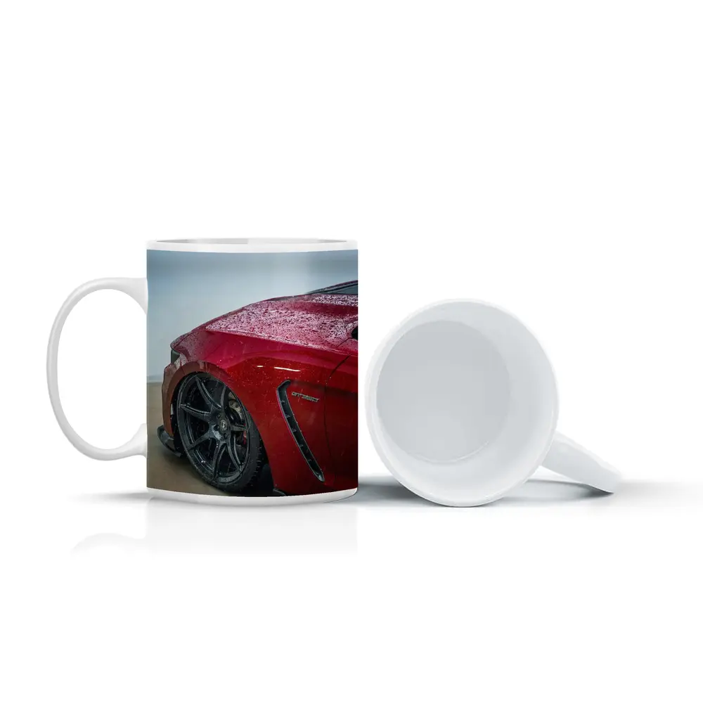 Red Ford Mustang Wet Rain Detail Shot – Mugs