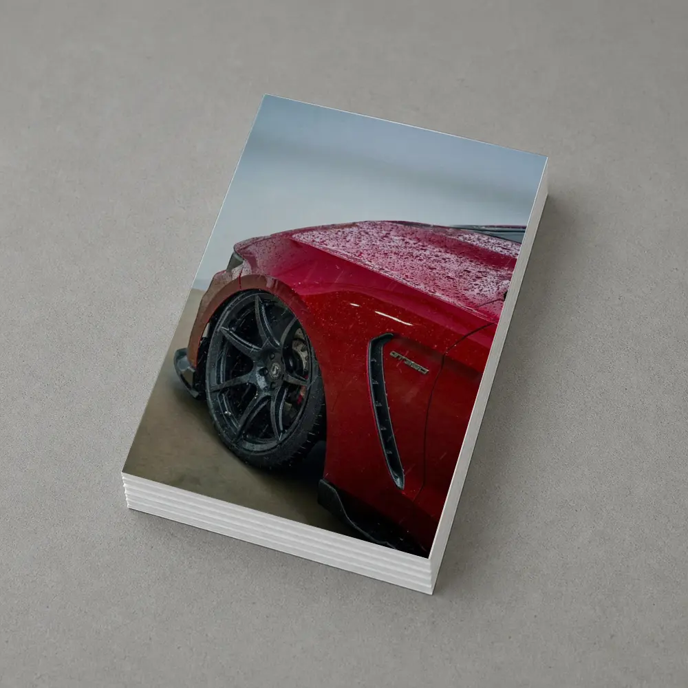 Red Ford Mustang Wet Rain Detail Shot – Postcards