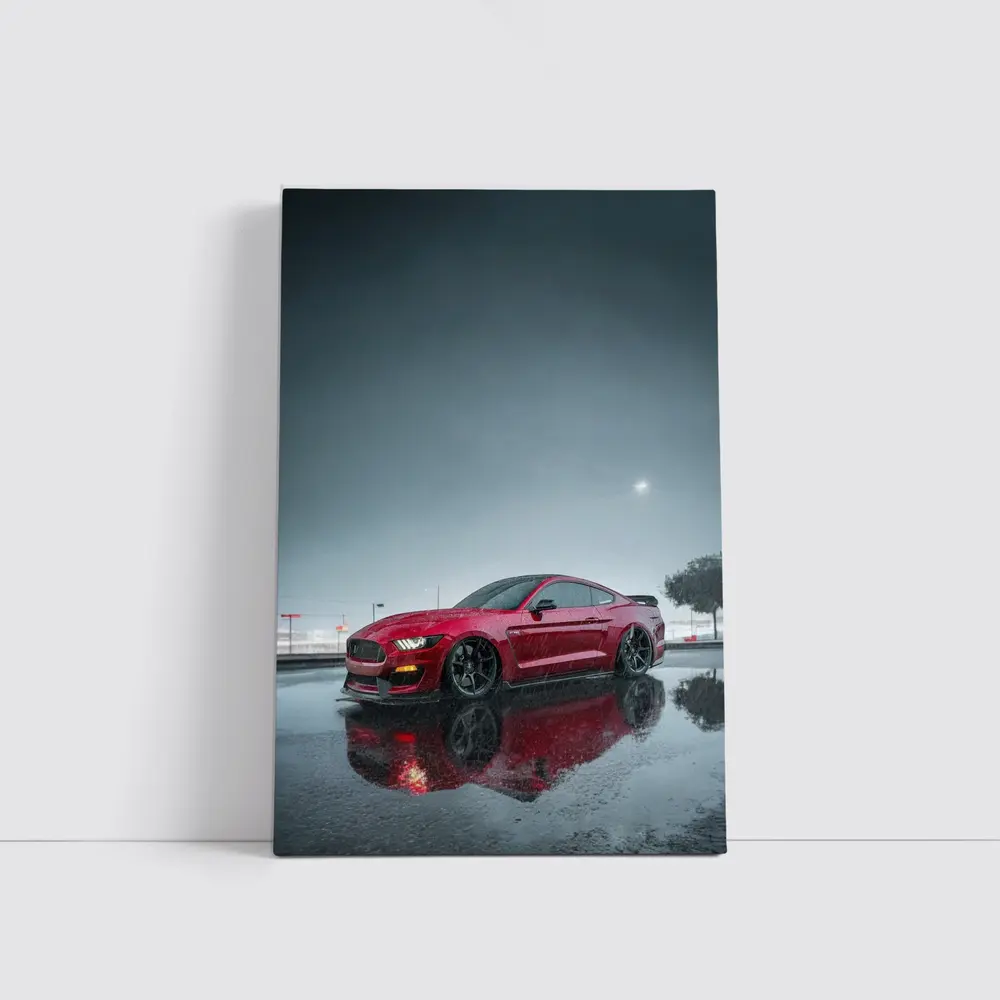 Ford Mustang Red Shelby Rainy Night – Wall Art
