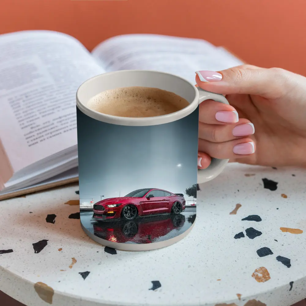 Ford Mustang Red Shelby Rainy Night – Mugs