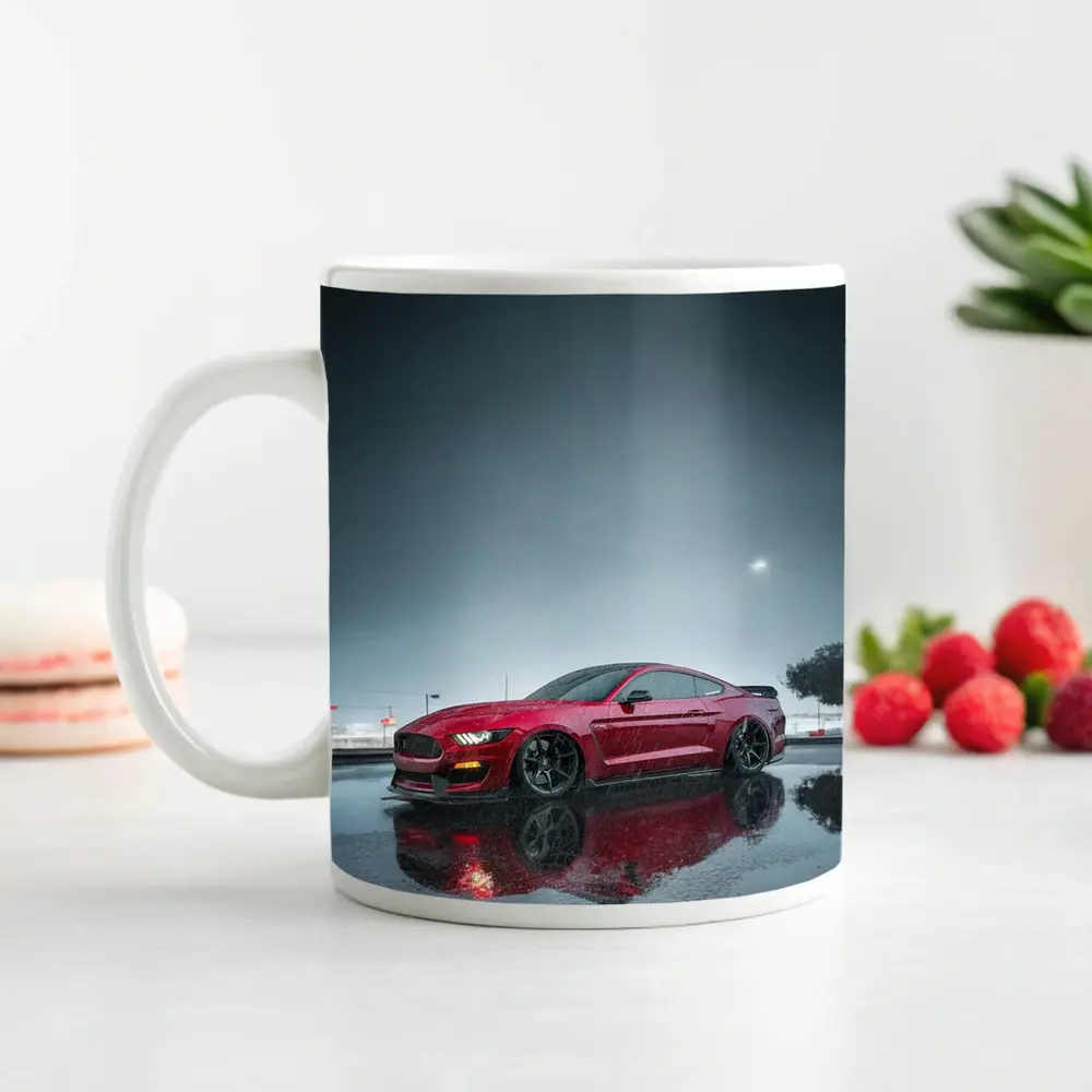 Ford Mustang Red Shelby Rainy Night – Mugs