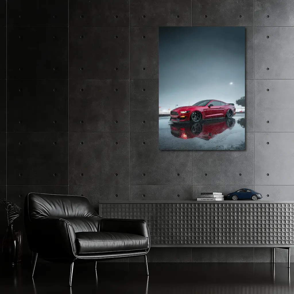 Ford Mustang Red Shelby Rainy Night – Wall Art