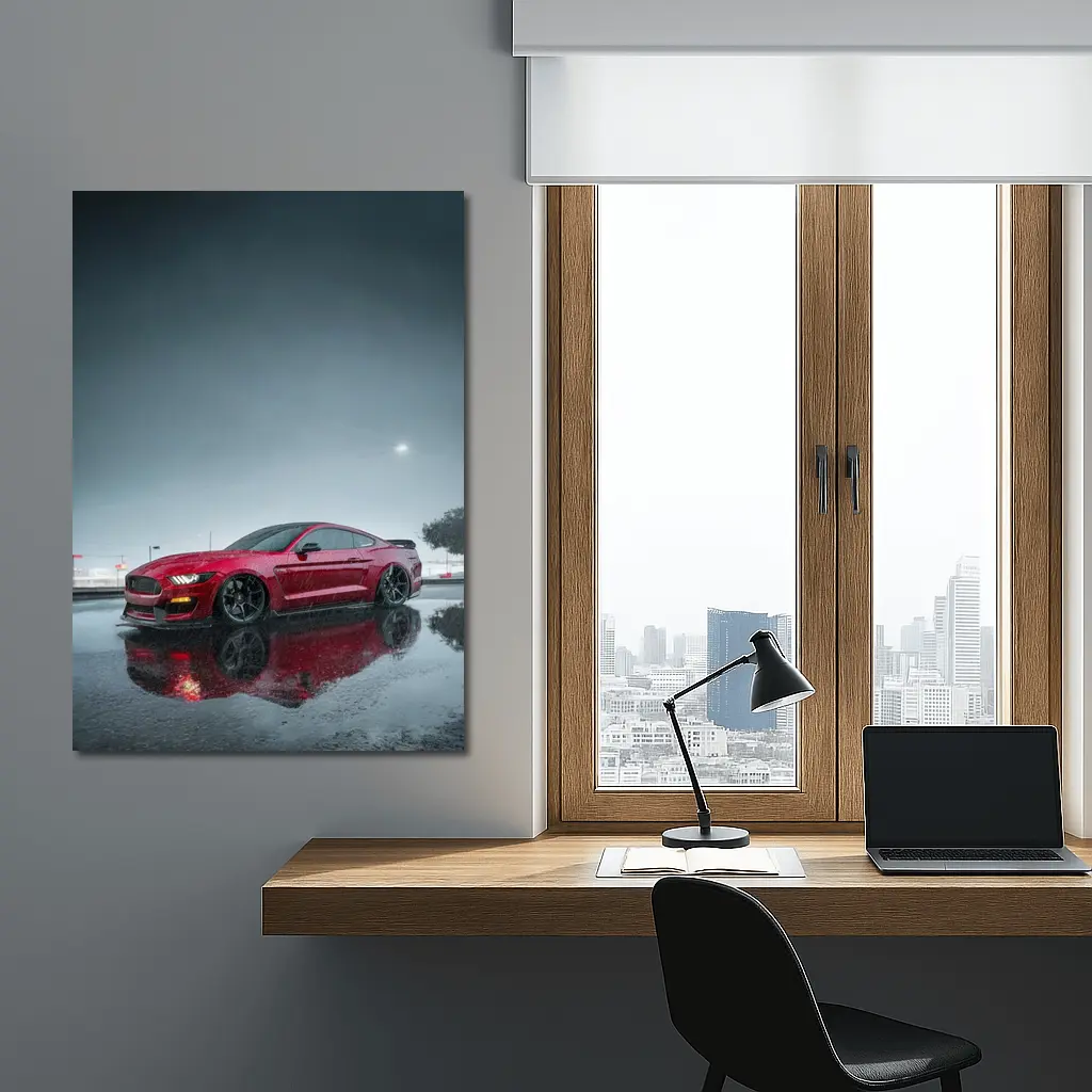 Ford Mustang Red Shelby Rainy Night – Wall Art