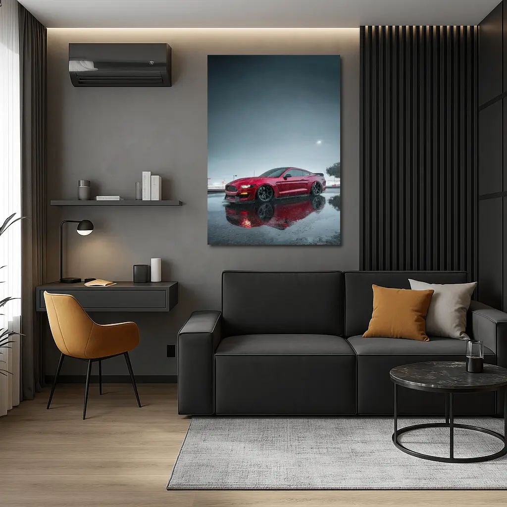 Ford Mustang Red Shelby Rainy Night – Wall Art