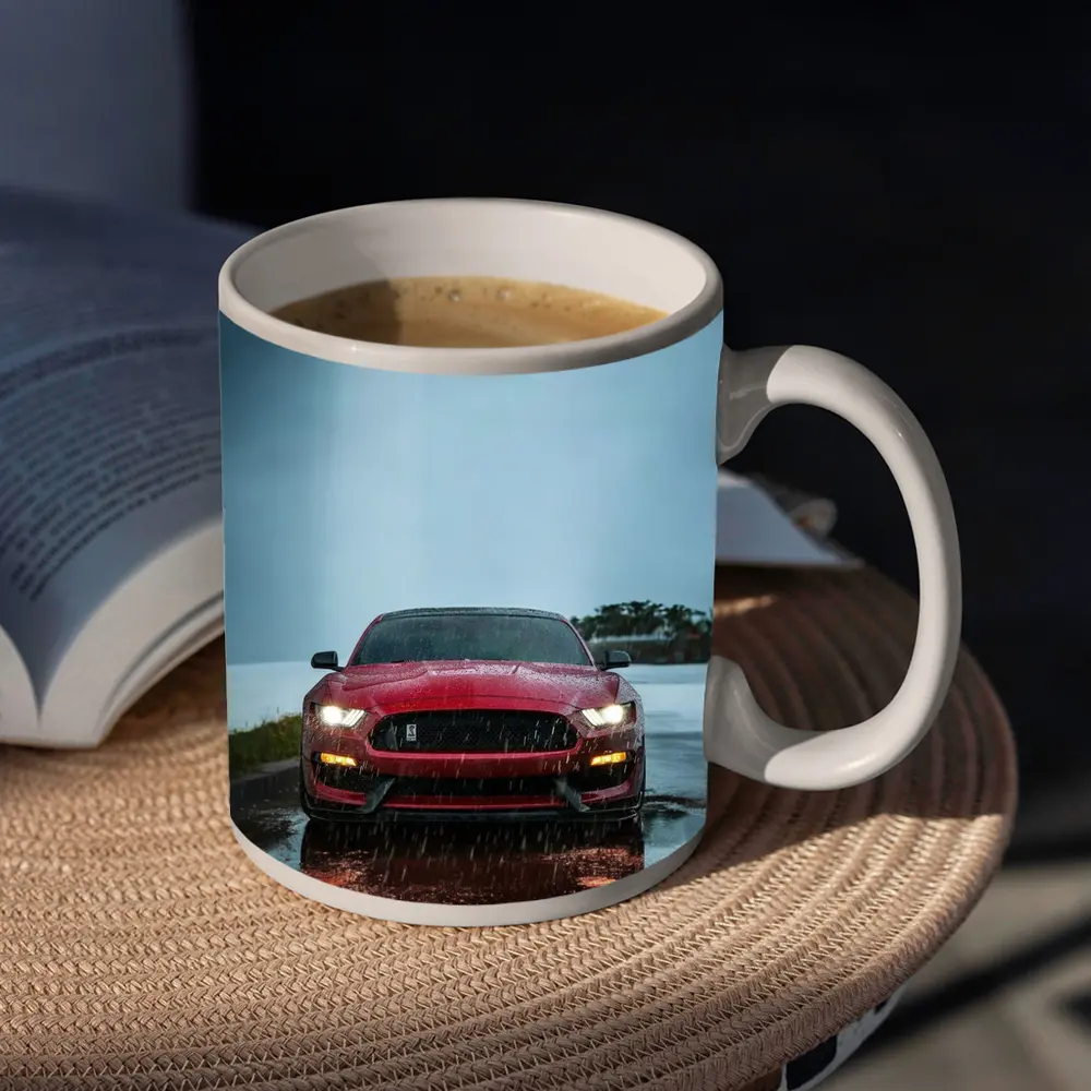 Red Ford Mustang Shelby Rain Wet Road – Mugs