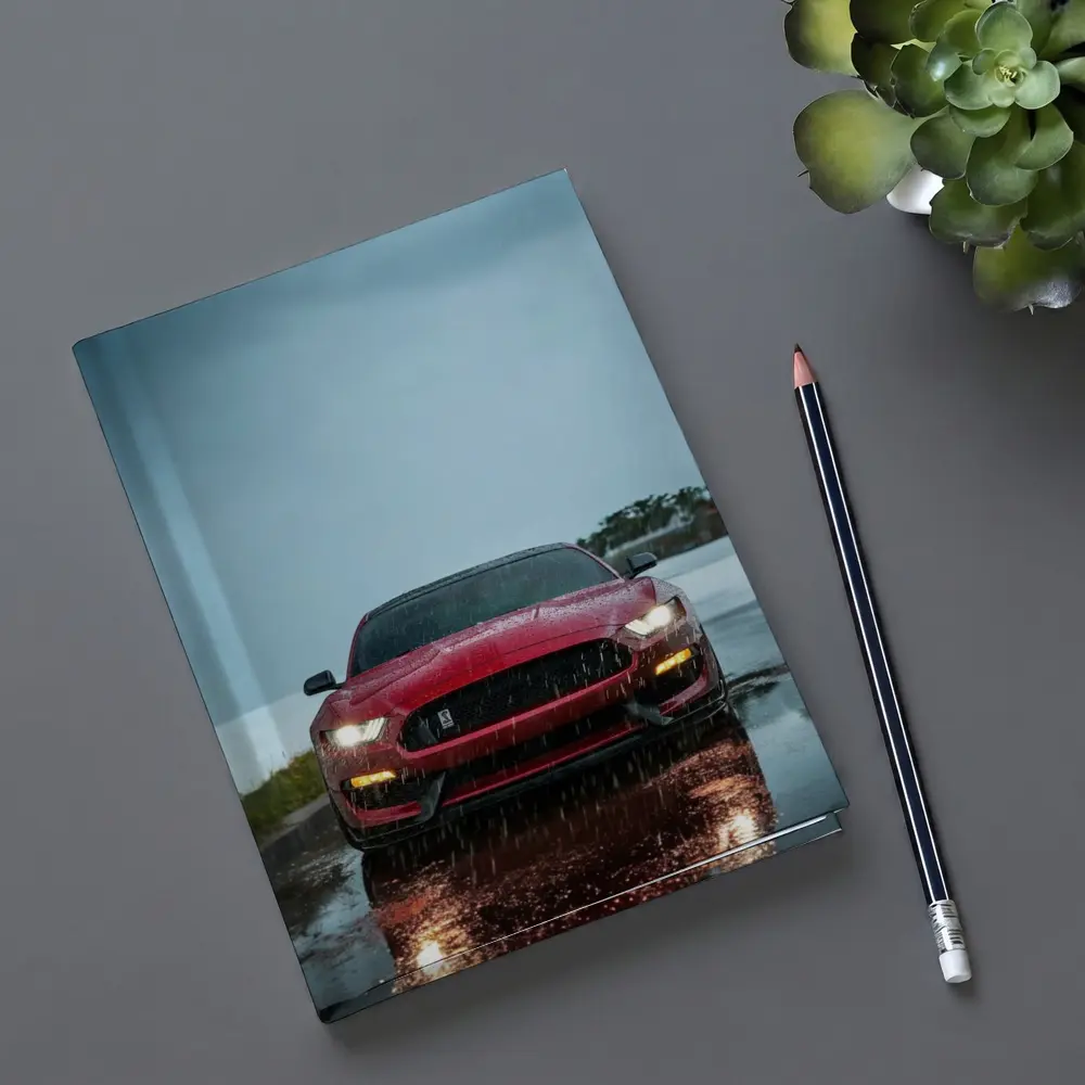 Red Ford Mustang Shelby Rain Wet Road – Notebooks