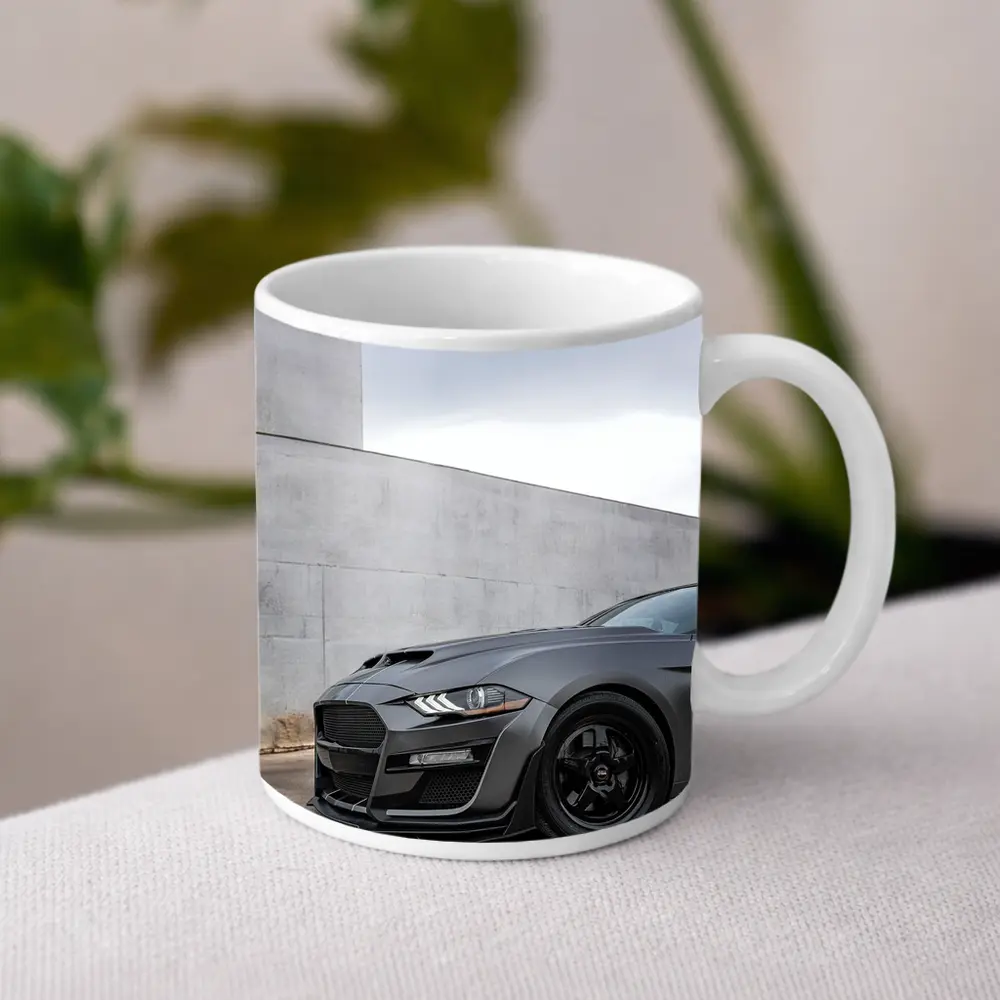 Ford Mustang Shelby GT500 Against Concrete Wall – Mugs