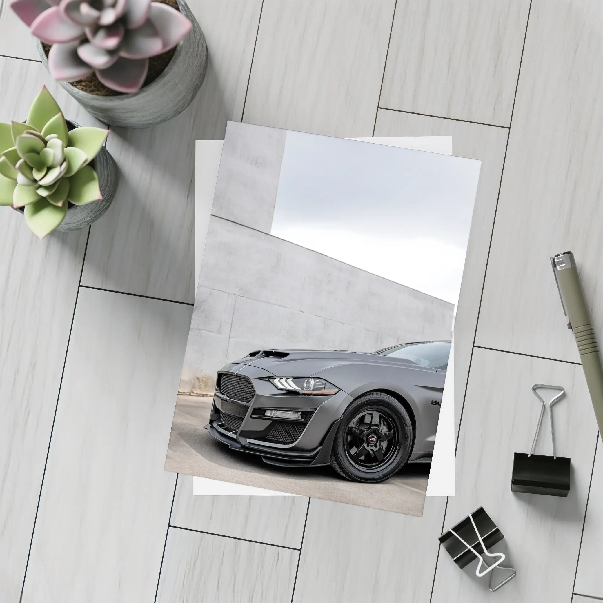 Ford Mustang Shelby GT500 Against Concrete Wall – Postcards