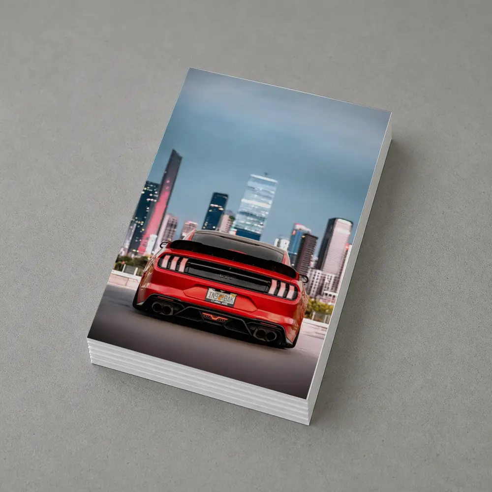 Ford Mustang Red Rear City Skyline – Postcards