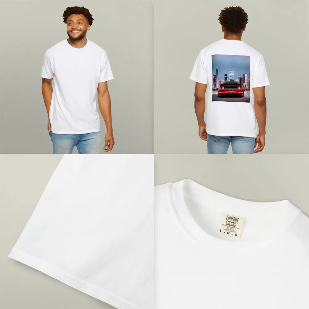 Ford Mustang Red Rear City Skyline – T-Shirts