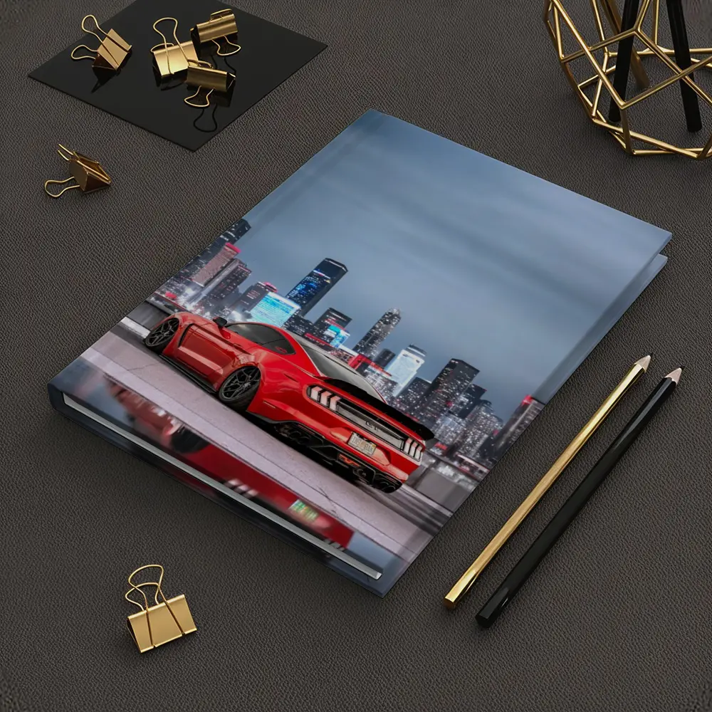 Ford Mustang Red Sports Car City Skyline – Notebooks