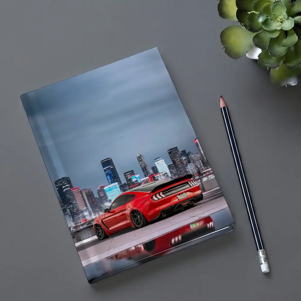 Ford Mustang Red Sports Car City Skyline – Notebooks