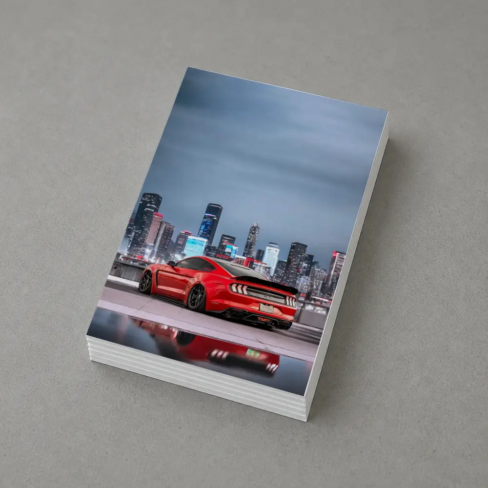 Ford Mustang Red Sports Car City Skyline – Postcards