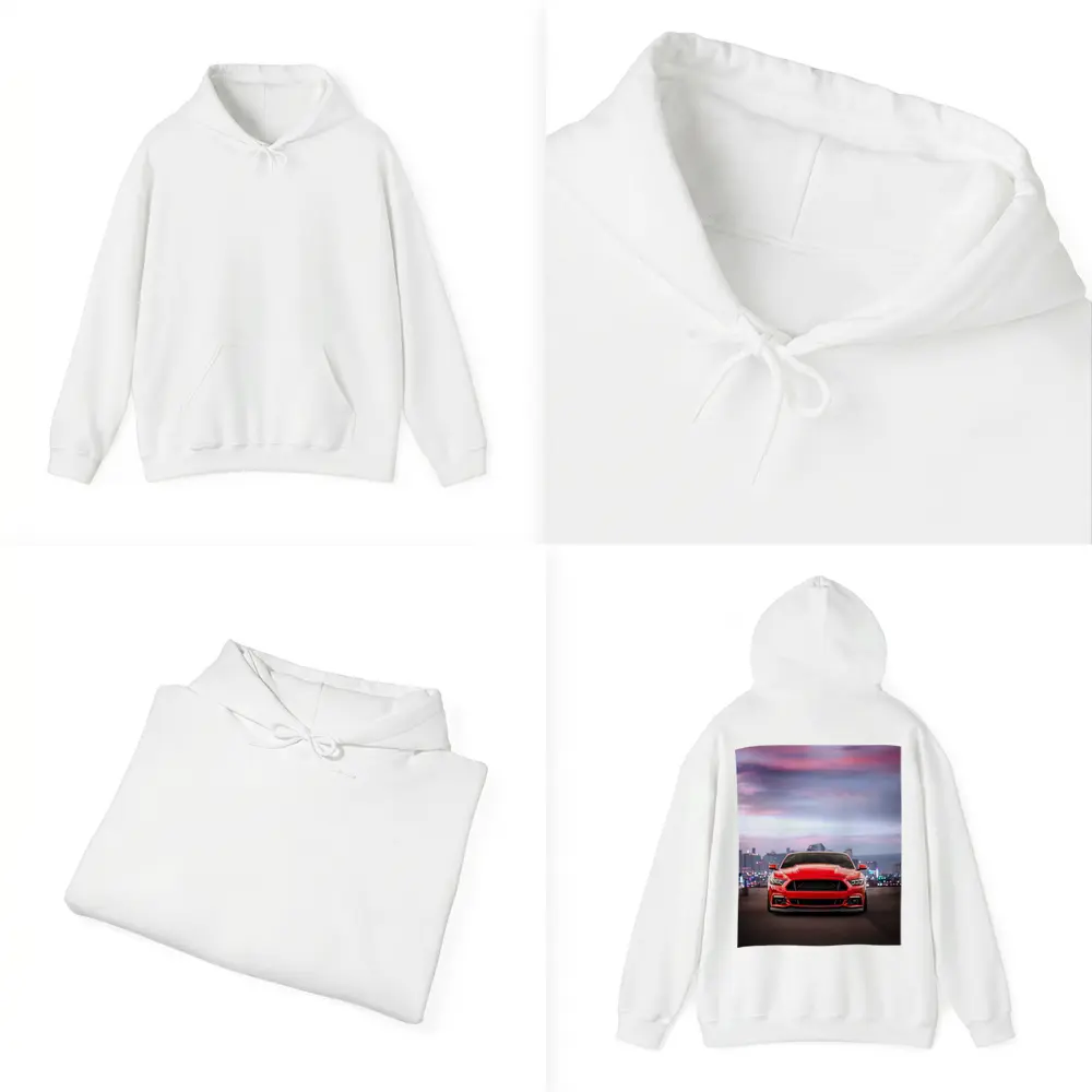 Ford Mustang Red City Skyline Dusk – Hoodies