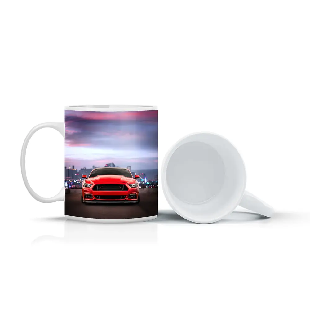 Ford Mustang Red City Skyline Dusk – Mugs