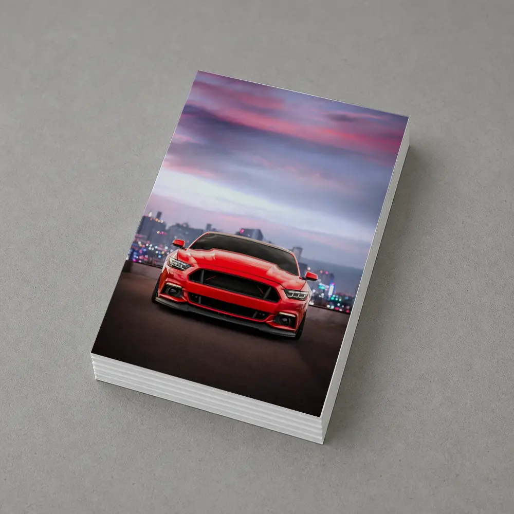 Ford Mustang Red City Skyline Dusk – Postcards