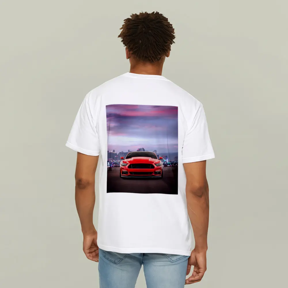 Ford Mustang Red City Skyline Dusk – T-Shirts