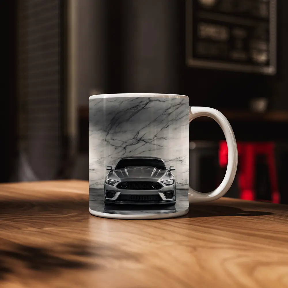 Ford Mustang Silver Marble Studio Front View – Mugs