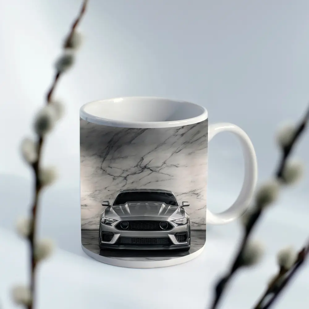 Ford Mustang Silver Marble Studio Front View – Mugs
