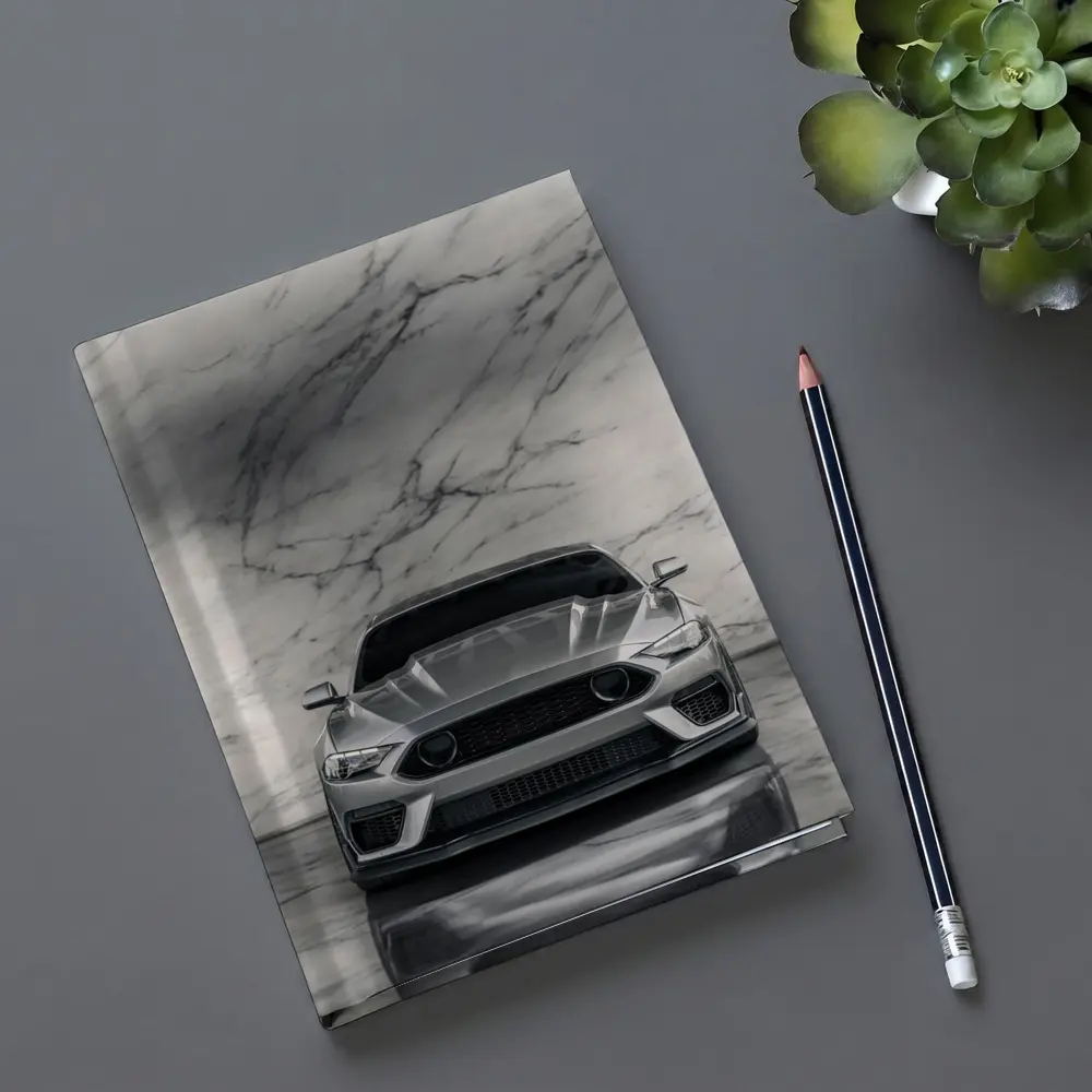 Ford Mustang Silver Marble Studio Front View – Notebooks
