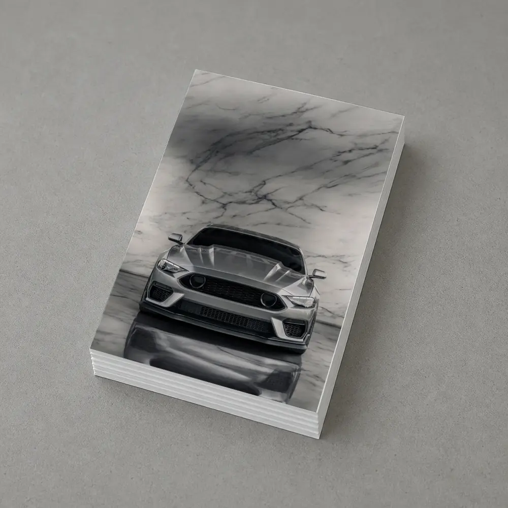 Ford Mustang Silver Marble Studio Front View – Postcards
