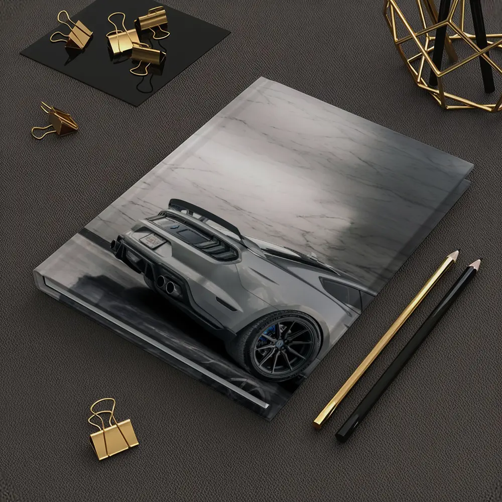 Ford Mustang Silver Rear Marble Background – Notebooks