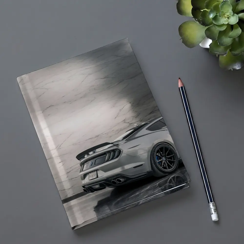 Ford Mustang Silver Rear Marble Background – Notebooks