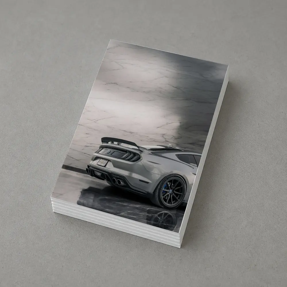 Ford Mustang Silver Rear Marble Background – Postcards