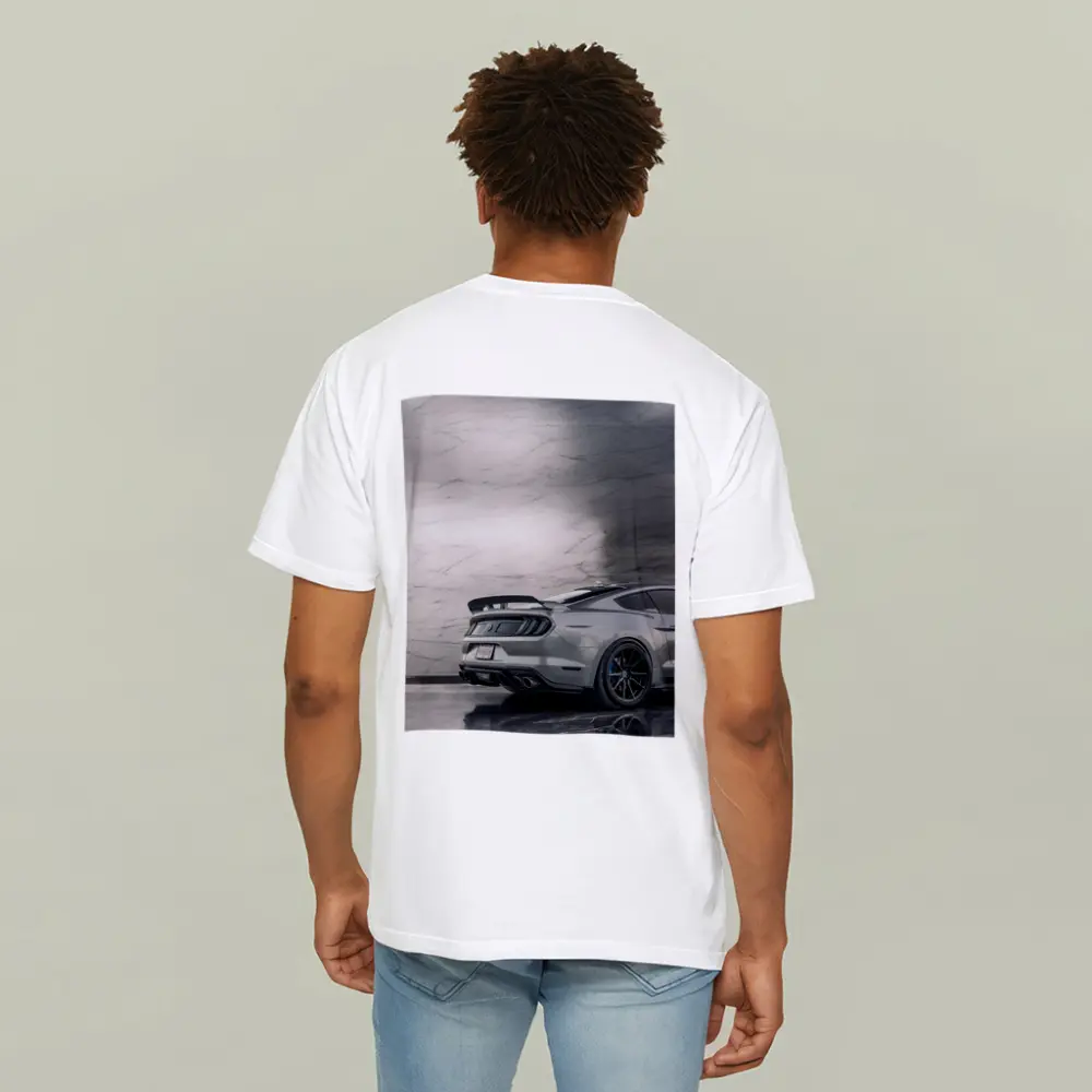 Ford Mustang Silver Rear Marble Background – T-Shirts