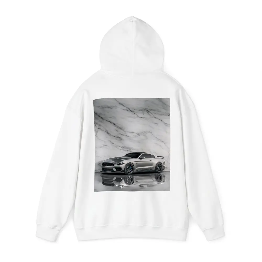 Ford Mustang Silver Against Marble Wall – Hoodies
