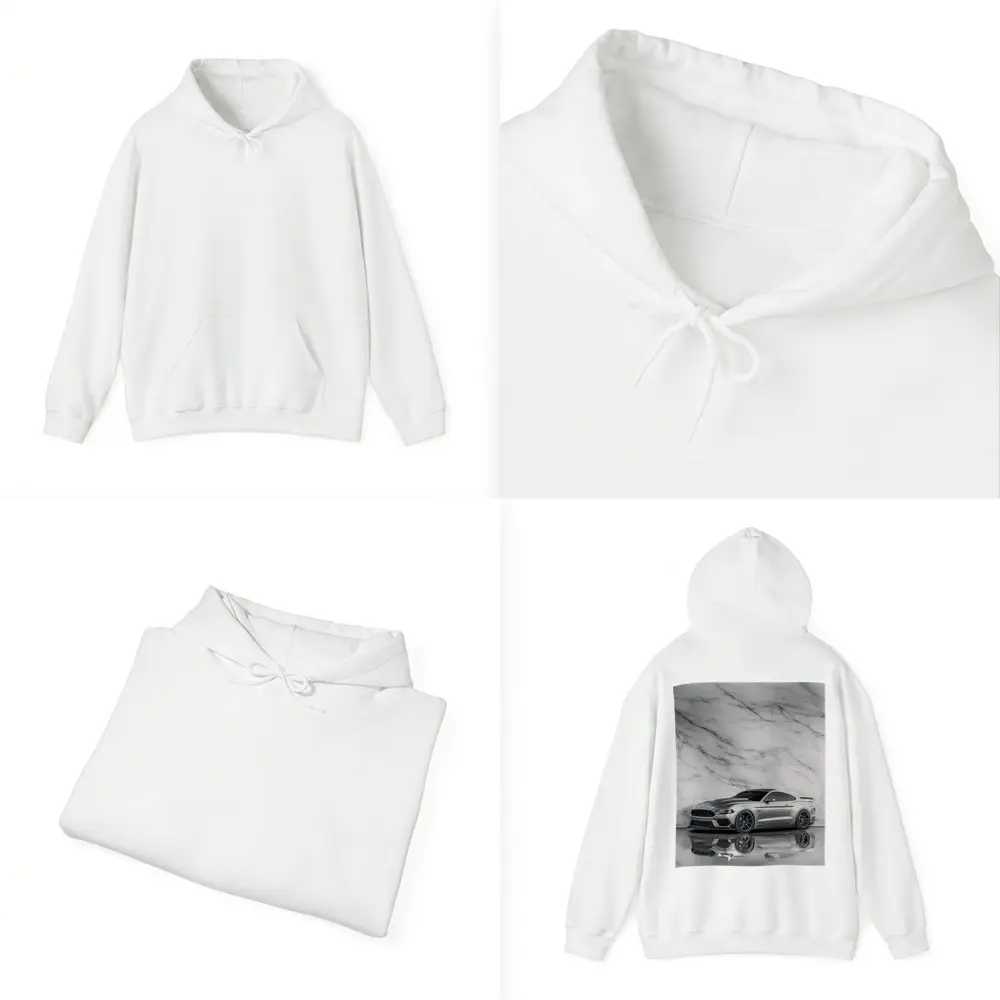 Ford Mustang Silver Against Marble Wall – Hoodies