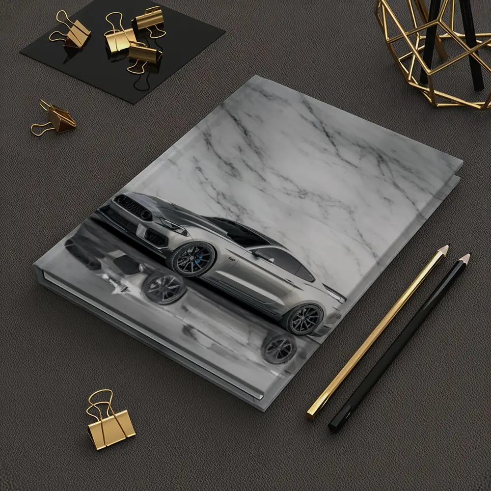 Ford Mustang Silver Against Marble Wall – Notebooks